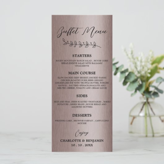 Metallic bruin Wedding Buffet Menu (Staand voorkant)