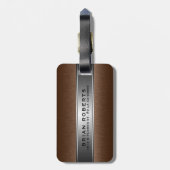 Metallic bruin & zilver geborsteld aluminium look bagagelabel (Achterkant verticaal)