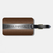 Metallic bruin & zilver geborsteld aluminium look bagagelabel (Achterkant horizontaal)