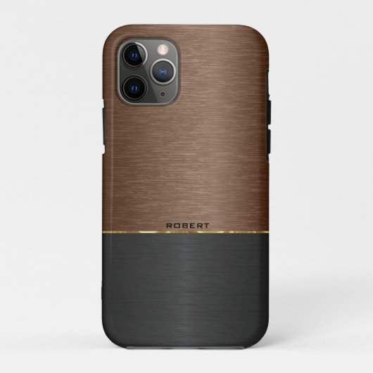 Metallic bruin & zwart combo met goud accent Case-Mate iPhone case (Achterkant)