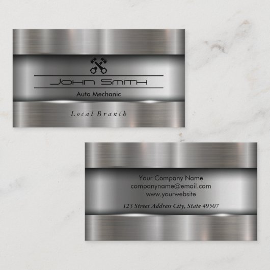 Metallic Brushed Industrial Visitekaartje (Voorkant / Achterkant)