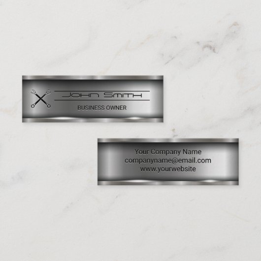 Metallic Brushed Industrial | Wrenches Mini Visitekaartje (Voorkant / Achterkant)