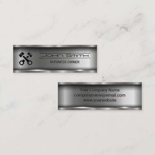 Metallic Brushed Industrial | Zuigerpompen Mini Visitekaartje (Voorkant / Achterkant)