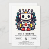 Metallic Builder Robot Verjaardag Kaart (Voorkant / Achterkant)