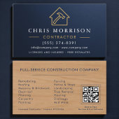 Metallic Building Construction Navy Blue QR Code Visitekaartje