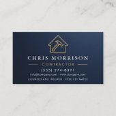 Metallic Building Construction Navy Blue QR Code Visitekaartje (Voorkant)