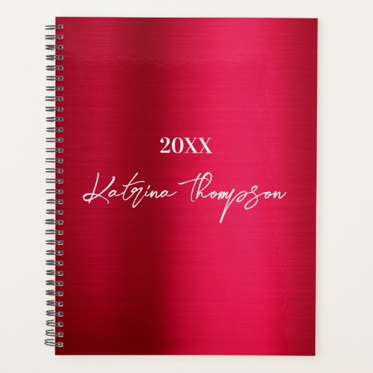 Metallic Burgundy Red Signature Script Planner (Voorkant)