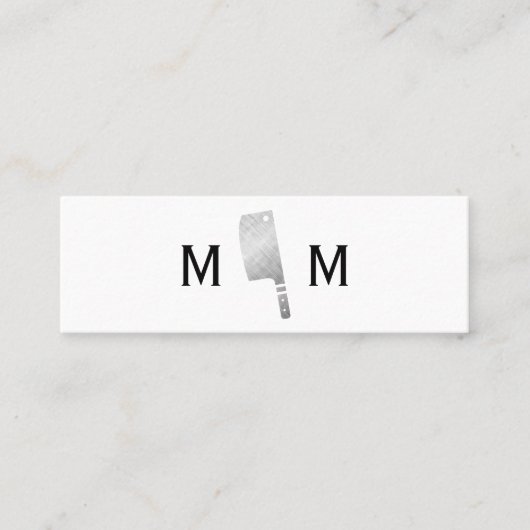 Metallic Butcher Knife Monogram Mini Visitekaartje (Voorkant)