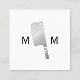 Metallic Butcher Knife Monogram Vierkante Visitekaartje