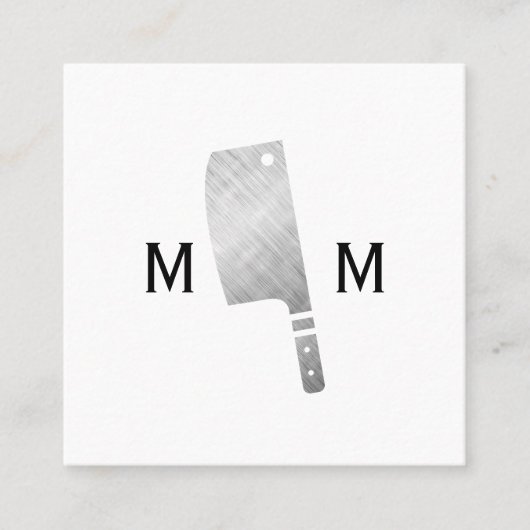 Metallic Butcher Knife Monogram Vierkante Visitekaartje (Voorkant)
