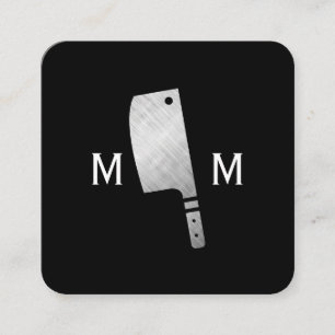 Metallic Butcher Knife Monogram Vierkante Visitekaartje