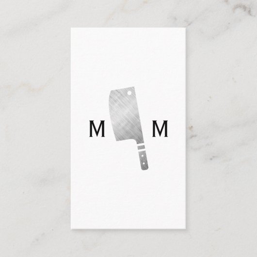 Metallic Butcher Knife Monogram Visitekaartje (Voorkant)