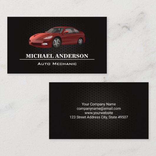 Metallic Carbon Pattern | Rode Logo Visitekaartje (Voorkant / Achterkant)