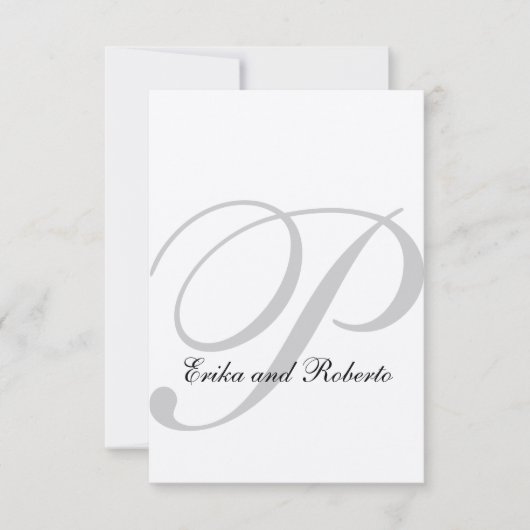 Metallic Champagne Paper Monogram Weddenschap RSVP (Voorkant)