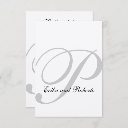 Metallic Champagne Paper Monogram Weddenschap RSVP (Voorkant / Achterkant)