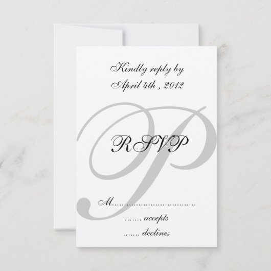Metallic Champagne Paper Monogram Weddenschap RSVP (Achterkant)