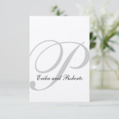 Metallic Champagne Paper Monogram Weddenschap RSVP (Staand voorkant)