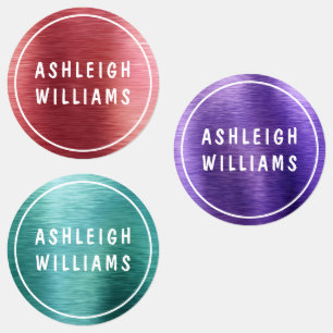 Metallic Chic Sparkle Personalized Name Girly Labels