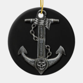 Metallic chroom anker piraat nautische thema keramisch ornament