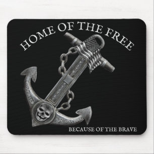 Metallic chroom anker piraat nautische thema muismat