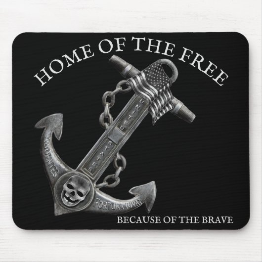 Metallic chroom anker piraat nautische thema muismat (Voorkant)