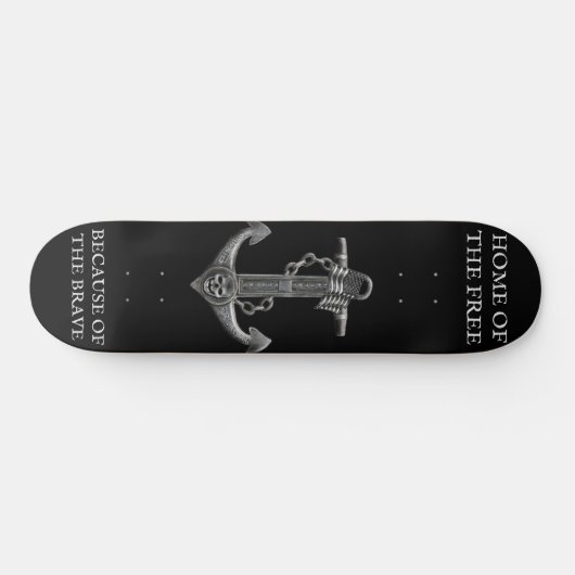 Metallic chroom anker piraat nautische thema persoonlijk skateboard (Horizontaal)