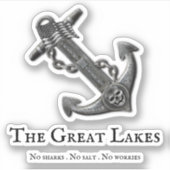 Metallic chroom anker piraat nautische thema sticker (Voorkant)