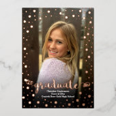 Metallic Confetti Photo Afstuderen Folie Uitnodiging (Voorkant)