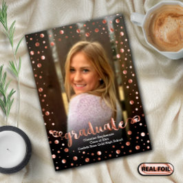 Metallic Confetti Photo Afstuderen Folie Uitnodiging