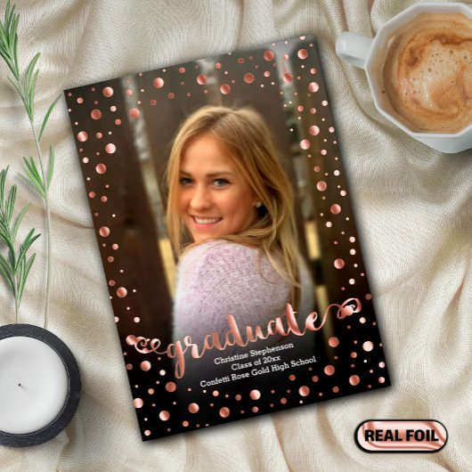 Metallic Confetti Photo Afstuderen Folie Uitnodiging