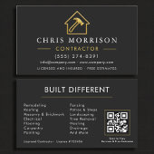 Metallic Construction Modern Black Gold QR Code Visitekaartje