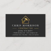 Metallic Construction Modern Black Gold QR Code Visitekaartje (Voorkant)