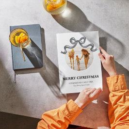 Metallic Coquette Bow Kerstmis Fotokaart Feestdagenkaart