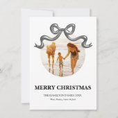 Metallic Coquette Bow Kerstmis Fotokaart Feestdagenkaart (Voorkant)