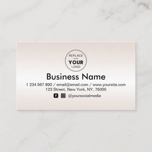 Metallic Cream Gradiënt Heart Voeg je Logo mooi to Klantenkaartje (Achterkant)