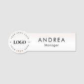 Metallic Cream Round Circle Custom Business Logo Naamplaatje (Voorkant)