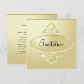 Metallic Creamy Gold Bord Party event Kaart (Voorkant / Achterkant)