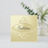 Metallic Creamy Gold Bord Party event Kaart (Staand voorkant)