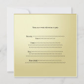 Metallic Creamy Gold Bord Party event Kaart (Achterkant)