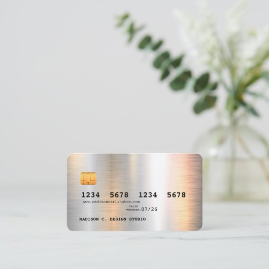 Metallic creditcardstijl visitekaartje (Staand voorkant)