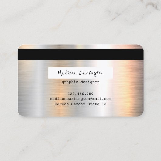 Metallic creditcardstijl visitekaartje (Achterkant)