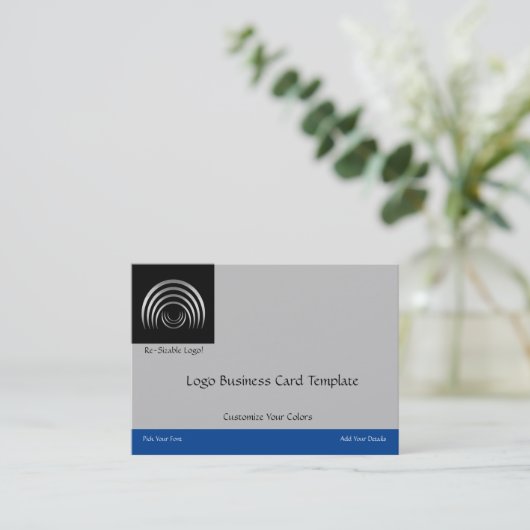 Metallic Crescent Moon Shapes Silver Logo Visitekaartje (Staand voorkant)