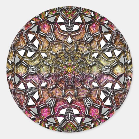 Metallic Crystal Mandala Ronde Sticker (Voorkant)