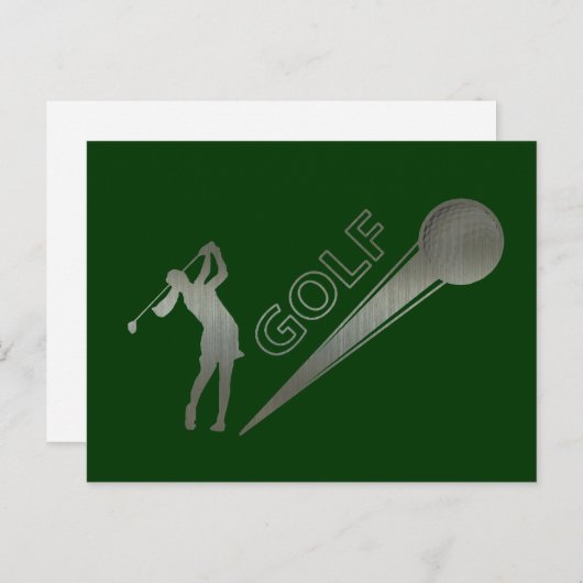 Metallic dame golfer raken golfbal briefkaart (Voorkant / Achterkant)