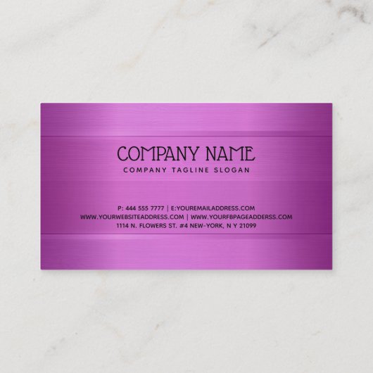 Metallic Deep-Paarse Stripes Pattern Visitekaartje (Achterkant)