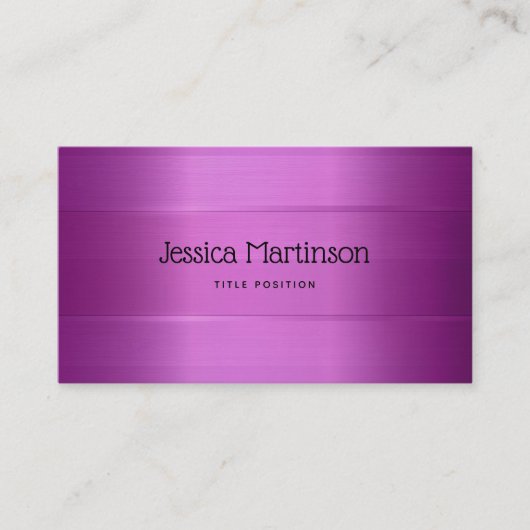 Metallic Deep-Paarse Stripes Pattern Visitekaartje (Voorkant)