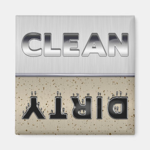Metallic Design Clean of Dirty Dishwaser Magnet