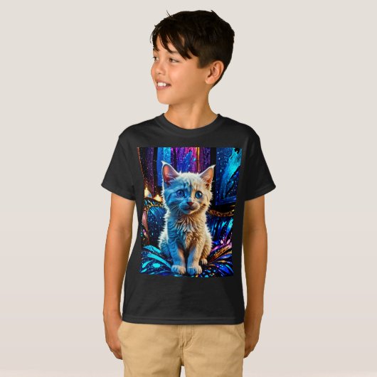 Metallic Design White Kitten T-shirt (Voorkant volledig)