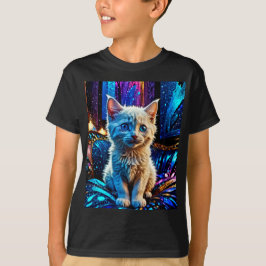 Metallic Design White Kitten T-shirt