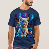 Metallic Design White Kitten T-shirt (Voorkant)